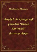 Artykuł, do którego był powodem "Zamek Kaniowski" Goszczyńskiego - ebook
